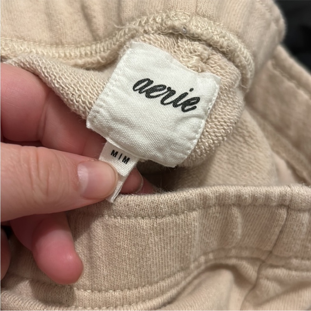 AERIE TAN SLOUCHY FLEECE SWEATPANTS SIZE MEDIUM - Picture 9 of 9
